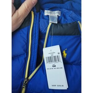 NWT Polo Ralph Lauren Baby Blue Black Puffer Bunting Snowsuit 6M New